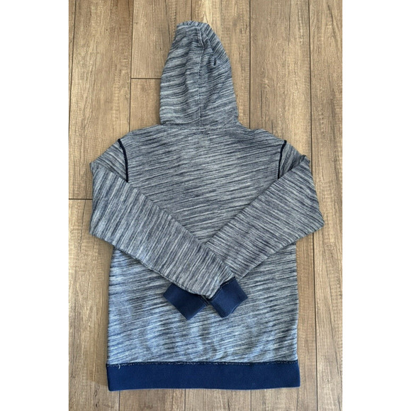 Lucky Brand ATHLETICS Navy Blue & White Striped 1/4 Snap Hooded Sweatshirt Sz‎ S - Picture 10 of 13